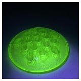 Uranium Glass Flower Frog