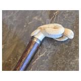 Antique Walking Stick / Cane w/ Ivory Sea Turtle