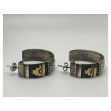 Signed Tc Singer Navajo Sterling Silver Earrings