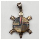 Native American Sterling Turtle Pendant Mark BM