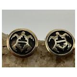 Signed ML 14K Turtles Stud Earrings
