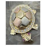 14K Tri-Color Gold & Ruby Eyes Turtle Moving Legs