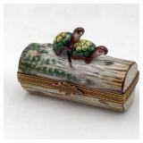 Limoges France Porcelain Trinket Box : 2 Turtles