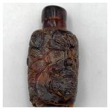 Carved Tortoise Shell Snuff Bottle w/ Turtles