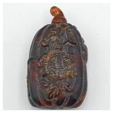 Carved Tortoise Shell Snuff Bottle Pumpkin w/
