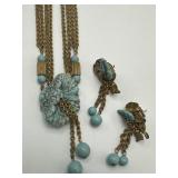 Signed Miriam Haskell Turquoise Tassel Glass