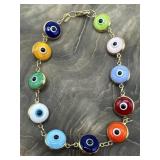 SMK 14K Yellow Gold Multi Color Glass Evil Eye