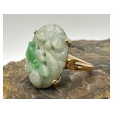 14K Yellow Gold & Carved Jade Ring