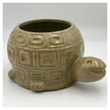 McCoy Pottery Turtle Planter Green w/ Brown Wash