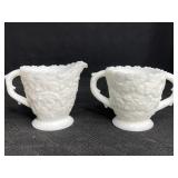 WESTMORELAND OPEN CREAM & SUGAR MILK GLASS