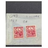 2- 1927 U.D. POSTAGE STAMPS