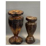 Vintage Chrysanthemum Wood Candle Holders Hand