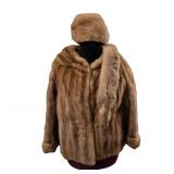 Classic Med Brown Mink Coat w/Hat & Full Body Pelt
