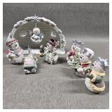 Vintage Snowman Igloo Nativity Set