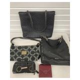 3 PURSES HANDBAGS W/ WALLETS BLACK NINE WEST &