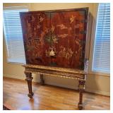 Antique Chinoiserie Painted Cabinet Exquisite
