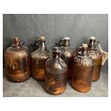 6 AMBER PUREX JARS 4 ONE GALLON & 2 HALF GALLON