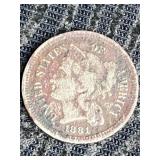 1881 THREE CENT NICKEL