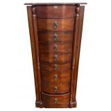 Freestanding Walnut Jewelry Box With Key