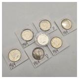 7 Silver Kennedy Half Dollars