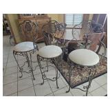 Three Modern Iron Base Swivel Bar Stools