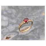 10kt Gold & Ruby Ladies Heart Ring 1.5g