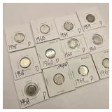 12 Silver Roosevelt Dimes
