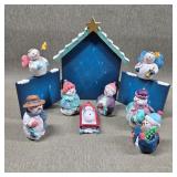 Snowman Nativity Set with Backdrop