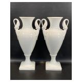 2 W. German  Porcelain Vases Alka Kunst w/ swan