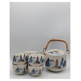 JAPANESE TEA SERVICE SET MCI BAMBOO HANDLED TEA