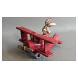 Vintage Cast Iron Biplane Bugs Bunny Pilot