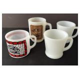 Fire King & Federal Milk Glass Mugs Grand Ole