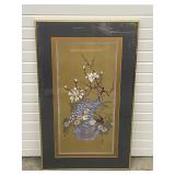 Vintage SCAFA Asian Foil Print , Vase w/ Flowers