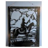METAL ART SILHOUETTE DEPICTING NATIVE AMERICAN ON