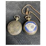 VINTAGE SWISS MAJESTI POCKET WATCH GOLD & SILVER