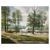 CHARLES SUMMEY OIL ON CANVASS HORSES IN PASTURE