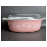 Pyrex Pink Daisy Oval Casserole Dish with Lid