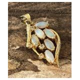 Synthetic Opal & Cubic Zirconia Pendant Costume