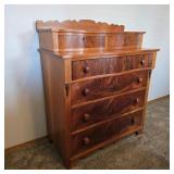 Antique Flame Mahogany Stepback Chest of Drawers