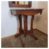 Victorian Eastlake Walnut Marble Top Parlor Table