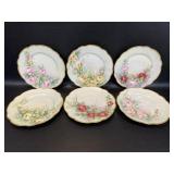 6 MZ Austria Hand Painted Rose Plates