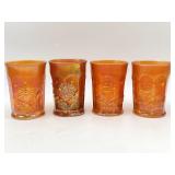 4 Northwood Marigold Carnival Glass Tumblers : 2