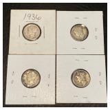 4 Mercury Dimes