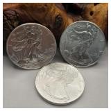 Three American Silver Eagles