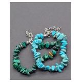 TURQUOISE & MALACHITE NUGGET BRACELETS