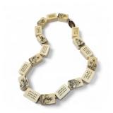 Vtg Chinese Ivory Scrimshaw Necklace Heavy