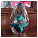 Signed SM Art Glass Paperweight