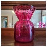 8" Cranberry Blown Glass Vase