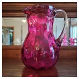 Cranberry Glass Double-Spout Pitcher