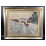 Original Oil on Board Painting Signed , Sleigh i